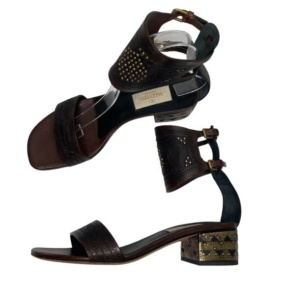 Valentino Leather Studded Ankle Cuff Sandals EU 36/US 6 - Picture 2 of 13